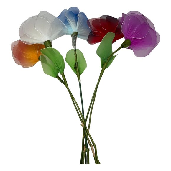 Handcrafted Artificial Multicolor Nylon Flowers Bouquet Home Event Decor - Picture 13 of 16